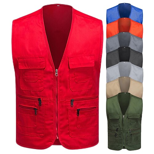

Men's Hiking Fishing Vest Work Vest Outdoor Casual Lightweight with Multi Pockets Summer Travel Cargo Safari Photo Vest Wear Resistance Breathable Waistcoat Jacket Coat Top
