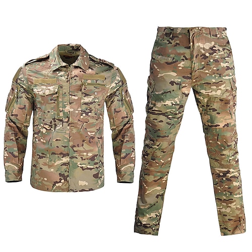 

Men's Hunting Jacket with Pants Hunting Suit Outdoor Ripstop Multi-Pockets Breathable Quick Dry Winter Autumn Camo / Camouflage Clothing Suit Polyester Long Sleeve Hunting Military Training / Combat