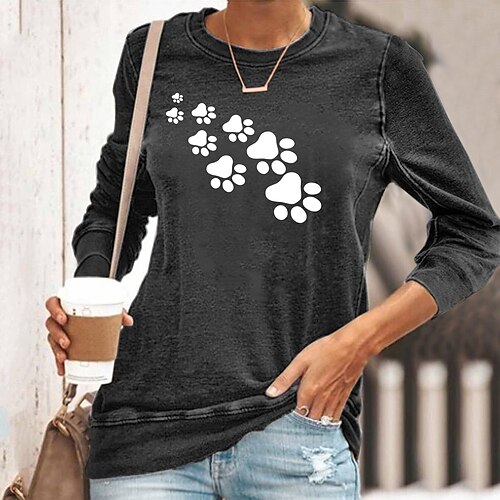 

Women's T shirt Tee Green Blue Yellow Graphic Animal Print Long Sleeve Daily Weekend Basic Round Neck Regular Abstract Painting S