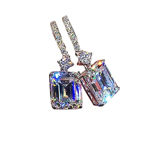 

925 sterling silver earring sets for women,rectangular crystal dangle earring,rhodium plated cubic zirconia earrings