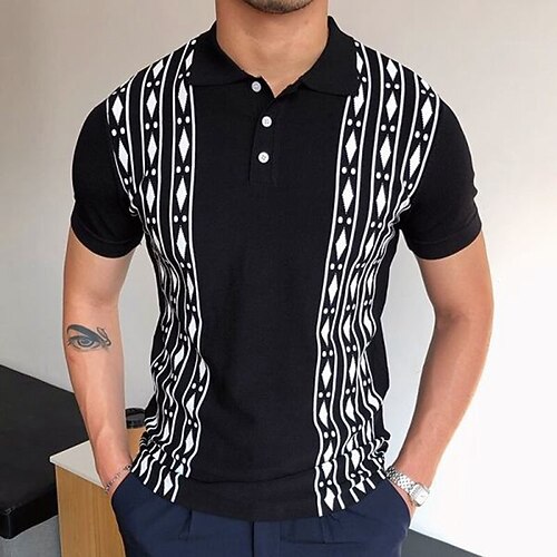 

Men's Collar Polo Shirt Golf Shirt Argyle Turndown Black Street Casual Short Sleeve Button-Down Clothing Apparel Fashion Casual Comfortable