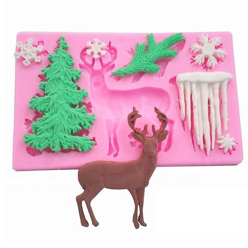 

Christmas Tree Christmas Elk Snowflake Icicle Silicone Mold Sugar Fondant Cake Chocolate Baking Decorative Mold