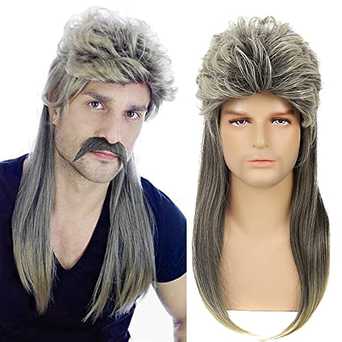 

70S 80S Costumewig Rock Wig Mullet Wigs for Men 70S 80S Mullet Disco Punk Rock Wig Mens Long Straight Brown and Blonde Halloween Cosplay Wig Only Wig