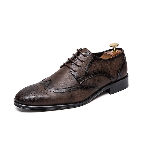

Men's Oxfords Wingtip Shoes Casual Classic Daily Office & Career PU Black Brown Spring Summer