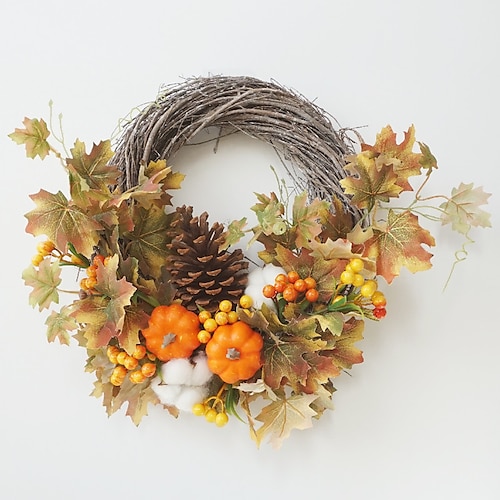 

Fall Wreaths Simulated autumn wreaths, door decorations maple leaf wreaths, pumpkin garden decorations for Home Decor Farmhouse Indoor Outdoor Window Autumn Thanksgiving Decoration