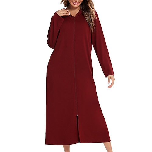 

Dame Heldragter Jumpsuits Nighty 1 stk Ren farve Enkel Komfort Hjem Fest Daglig Polyester Gave Rund hals Langærmet Basale Lomme Efterår Vinter Flåde Sort / Lynlås