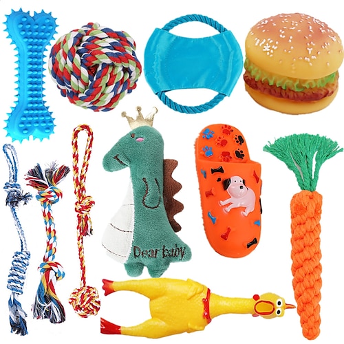 

Dog Chew Toys for Puppy - 18 Pack Puppies Teething Chew Toys for Boredom Pet Dog Chew Toys with Rope Toys More Squeaky Toy for Puppy and Small Dogs