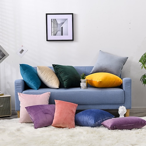 

Nordic Style Plain Velvet Cushion Cover Comfortable Smooth Decorative Cushions For Elegant Sofa Brief Luxury Pillow Cases