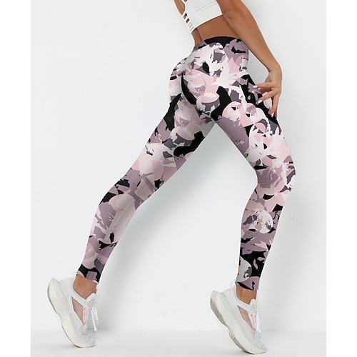

Women's Pants Trousers Leggings Green Purple Pink Mid Waist Fashion Sporty Leisure Sports Weekend Print Stretchy Ankle-Length Comfort Camouflage S M L XL XXL / Skinny
