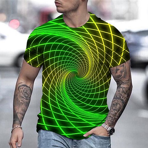 

Men's Unisex T shirt Tee Shirt Tee Optical Illusion 3D Graphic Prints Crew Neck Green Blue Red Black 3D Print Daily Holiday Short Sleeve Print Clothing Apparel Designer Casual Big and Tall / Summer