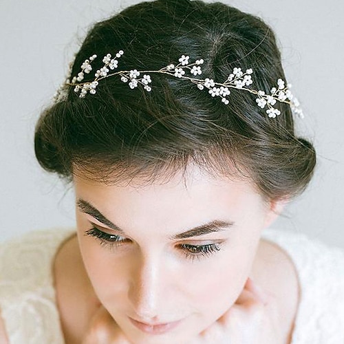 

Headbands Flowers Headdress Alloy Wedding Special Occasion Cute With Imitation Pearl Headpiece Headwear