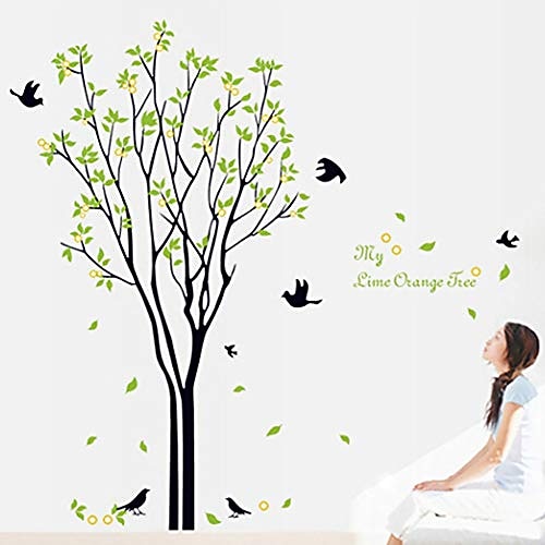 

self-adhesive lemon tree bird wall sticker decal mural living room bedroom home wall diy decor