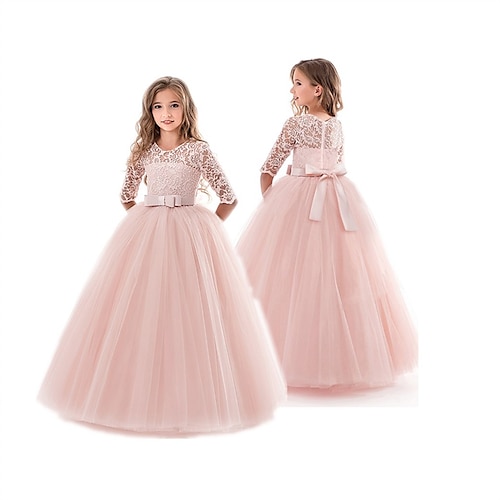 

Kinderkleid für kleine Mädchen einfarbig pegeant Schleife hellblau maxi vintage prinzessin kleider