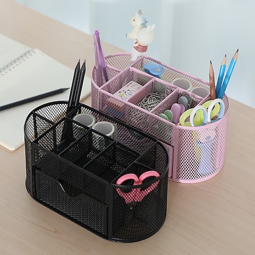 

Stainless Steel Back to school gift Multi-layer Large Capacity Desk Organizer Multi-colored Desktop Storage Box Pen Pencil Holder