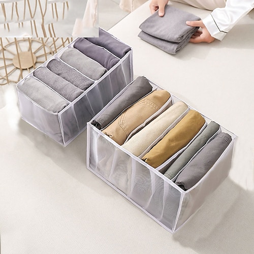 

Underwear Drawer Organizer Foldable Closet Clothes Dividers Nylon Dresser Compartments Storage Box Set Fit for Bras Socks Underpants Panties and Ties Organization
