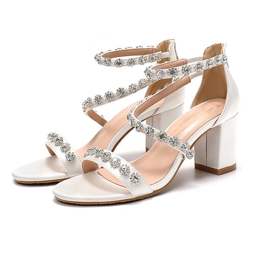 

Femme Chaussures de mariage Talons à bride à la cheville Mariage du quotidien Sandales de mariage Chaussures de mariée Strass Cristal Talon Bottier Bout ouvert Faux Cuir Lanière de cheville Couleur