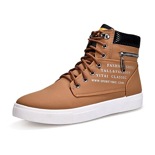 

Men's Boots Comfort Shoes Martin Boots Skate Shoes High Top Sneakers Sporty Casual Classic Outdoor Daily Faux Leather Synthetics Warm Non-slipping Height-increasing Booties / Ankle Boots Black Khaki