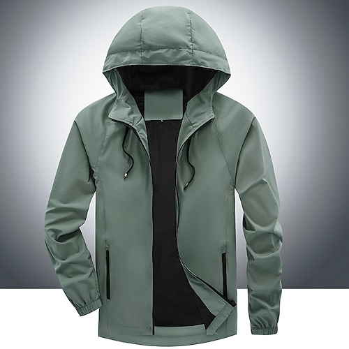 

Men's Hoodie Jacket Hiking Jacket Hiking Windbreaker Outdoor Thermal Warm Windproof Quick Dry Lightweight Outerwear Trench Coat Top Skiing Ski / Snowboard Fishing Green Black / Breathable