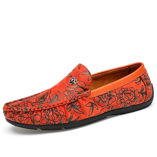 

Men's Loafers Slip-Ons Comfort Shoes Light Soles Penny Loafers Driving Loafers Casual Daily PU Non-slipping Wear Proof Yellow Dark Blue Red Floral Fall Spring