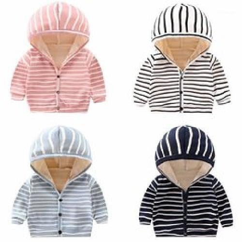 

Jackets Baby Toddler Boy Girl Clothes Cute Hooded Striped Jacket Winter Warm Boys And Girls Universal Kids Cute