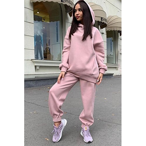 

Women's Hoodie Tracksuit Pants Sets Active Basic Green Purple Going out Casual Daily Plain Hooded S M L XL