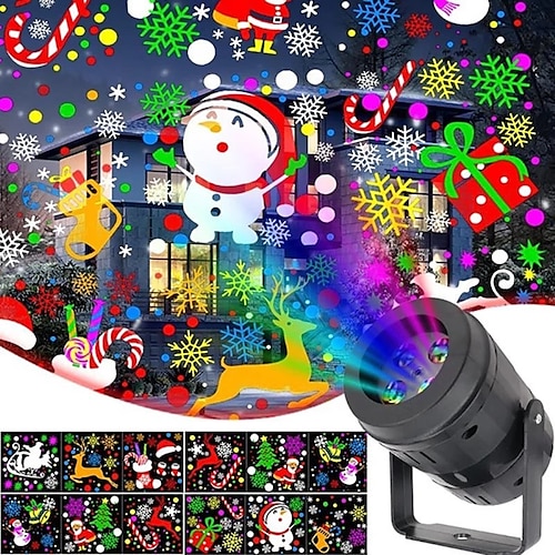 

LED Christmas Projector Light Xmas Party Light Santa Claus Laser Projection 16 Patterns Indoor Outdoor Landscape Lamp KTV Light New Year Decor Lighting AC110V 220V 230V 240V EU US AU UK Plug