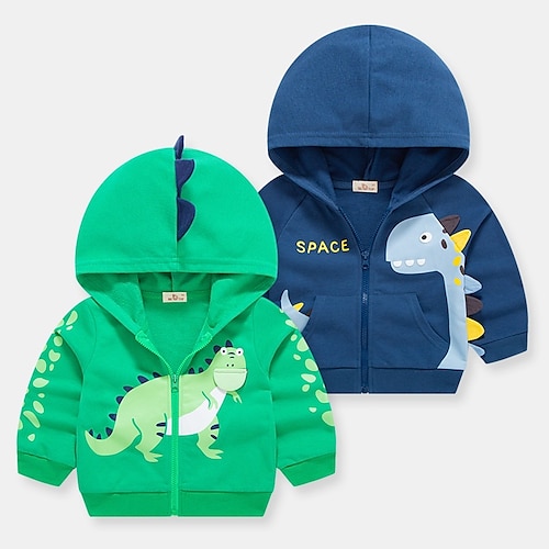 

Bambino Da ragazzo Giubbino e cappotto Manica lunga Blu Verde Dinosauro Cotone Scuola Casual quotidiano 2-8 anni