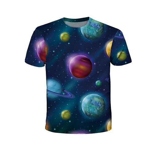 

Kids Boys T shirt Galaxy 3D Print Short Sleeve Active 4-12 Years Summer Blue