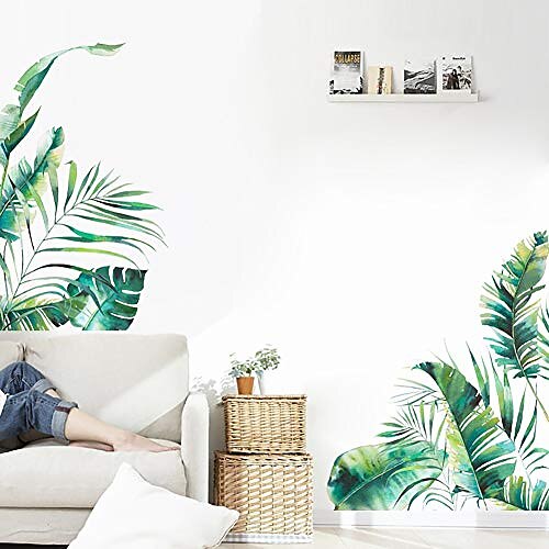 

removable green plant wall stickers diy green leaves wall decals hanging tree vine wall decor for living room kids girls babys bedroom office nursery home walls decoration