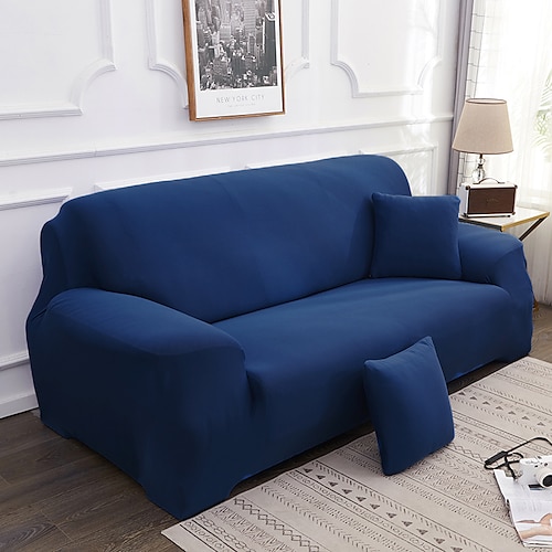 

stretch sofadeksel slipcover elastisk seksjonssofa lenestol loveseat 4 eller 3 seter l form vanlig ensfarget myk slitesterk