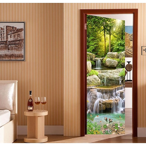 

Autocollants muraux de porte 3d - autocollants de porte peler et coller en vinyle amovible papier peint auto-adhésif imperméable à l'eau décor d'art mural pour la décoration de la maison 30.3x78.7