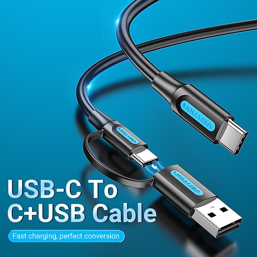 

VENTION USB to USB C Cable 1.6FT 3.3FT 3A, 2 in 1 Braided USB2.0 USB A/C to C Fast Charging Cable USB Type C to Type C Charger Cord for MacBook Pro/Air/iPad Pro 2020 2019, Galaxy S22 S21, Note