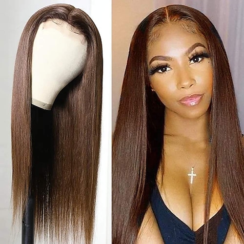 

13X6 Lace Front Human Hair Wigs Brazilian Wigs 150% Straight Brown Color Lace Frontal Wigs For Black Women Preplucked Human Hair