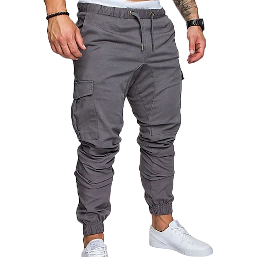 

Herren Casual Strassenmode Jogger Frachthosen Hose Kordelzug In voller Länge Hose Mikro-elastisch Einfarbig Atmungsaktiv Weiß Schwarz Blau Wein Armeegrün S M L XL XXL