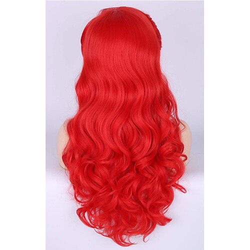  Mermaid Wig Topcosplay Ariel Wig Adult Women   Wigs Red Long Curly Cosplay Wig Carnival Wig
