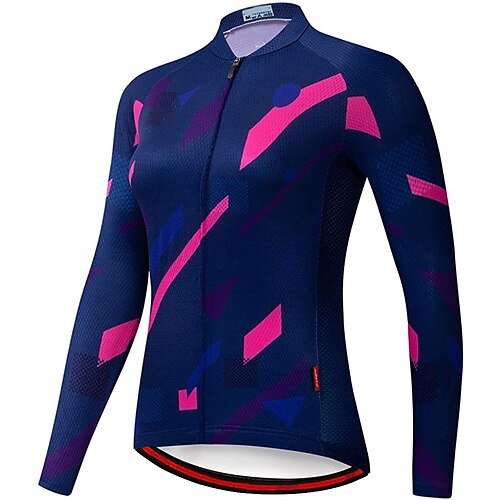 

21Grams Mulheres Manga Longa Camisa para Ciclismo Azul Marinho Escuro Engraçado Moto Blusas Ciclismo de Montanha Ciclismo de Estrada Elastano Poliéster Respirável Secagem Rápida Pavio Humido Esportes