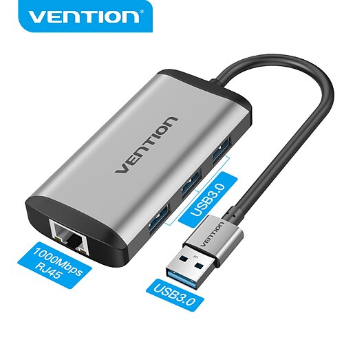 

VENTION USB 3.0 Hubs 4 Ports 4-in-1 USB Hub with USB 3.0 RJ45 Power Delivery For Laptop PC Tablet