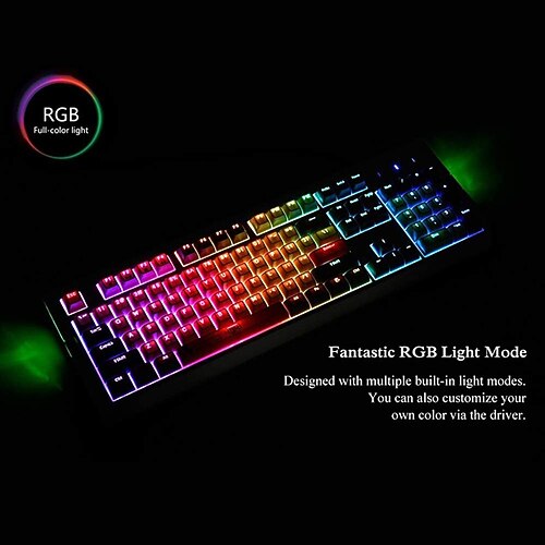 

AJAZZ Ak510 USB Wired Mechanical Keyboard STANDARD FEATURES Mechanical Programmable RGB Backlit 104 pcs Keys