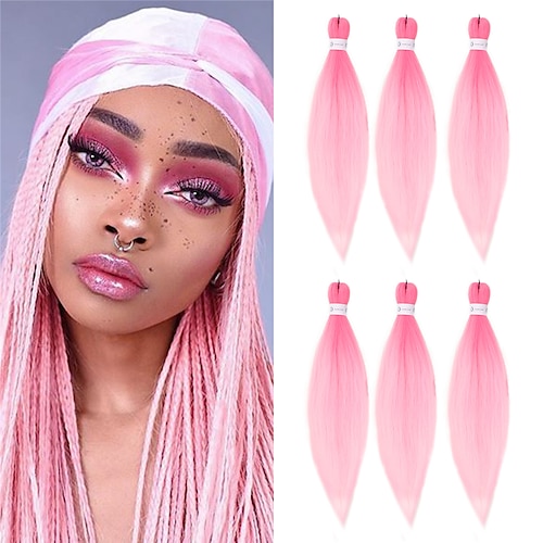 

HAIR CUBE 26 inch Pink Ombre Color Braids Hair Extensions Synthetic Hair Braids Yaki Straight Ombre Pre Stretched Jumbo Braids