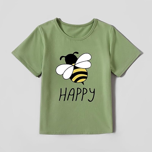 

Baby Unisex T-shirt Dyr udendørs Varm Stempling Kortærmet Basale Bomuld 1-5 år Sommer Lyserød Vin militærgrøn
