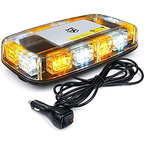 

OTOLAMPARA 15 Flashing Models Amber LED Warning Light Rooftop 12 inches Mini Emergency Strobe Lights Bar 36W Warning Caution Beacon Light Magnetic Base for Safety Tow Truck Snowblower