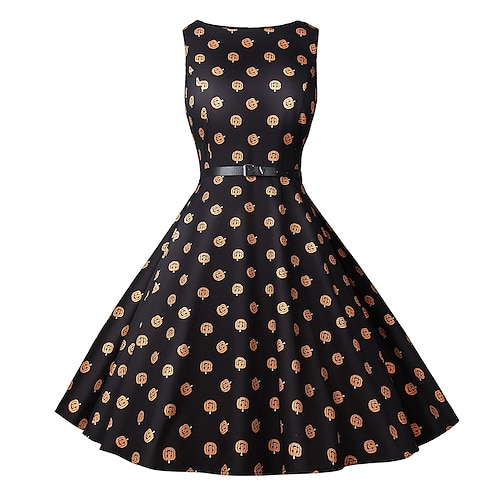 Vintage 1950s Vacation Dress Knee Length Dress Rockabilly Pumpkin Fancy Dress Women's Halloween Carnival Masquerade Party Halloween Adults Dress Homecoming Dresses Summer 2026 - $27.99 Vintage 1950s Vacation Dress Knee Length Dress Rockabilly Pumpkin Fancy Dress Women's Halloween Carnival Masquerade Party Halloween Adults Dress Homecoming Dresses Summer 2026 - $27.99