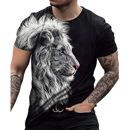 

Homme Unisexe Chemise T shirt Tee Tee Lion Imprimés Photos Col Ras du Cou Noir Bleu Marron Vert Kaki 3D effet du quotidien Vacances Manche Courte Imprimer Vêtement Tenue Design Casual Grand et grand