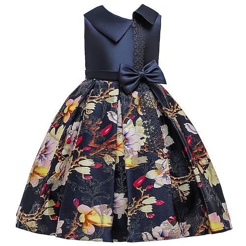 

Mädchen' A Linie Kleid Ärmellos Blumen 3D-gedruckte Grafik Kleider Prinzessin Süß Midi Baumwolle Kleid Sommer kinderkleidung Hochzeit Party Regular Fit Schleife Bedruckt