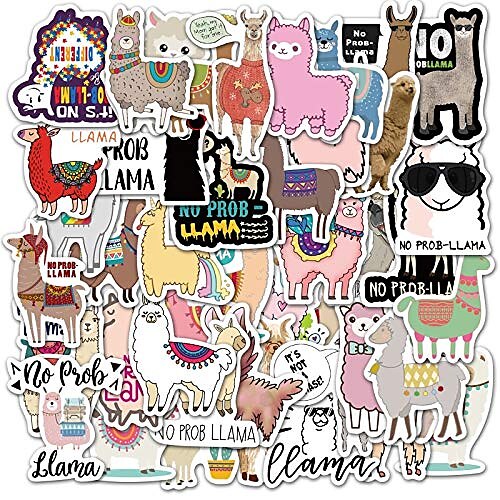 

50 pieces cute alpaca sheep animal sticker llama camel kawaii cartoon for laptop scrapbook skateboard car toy decals stickers