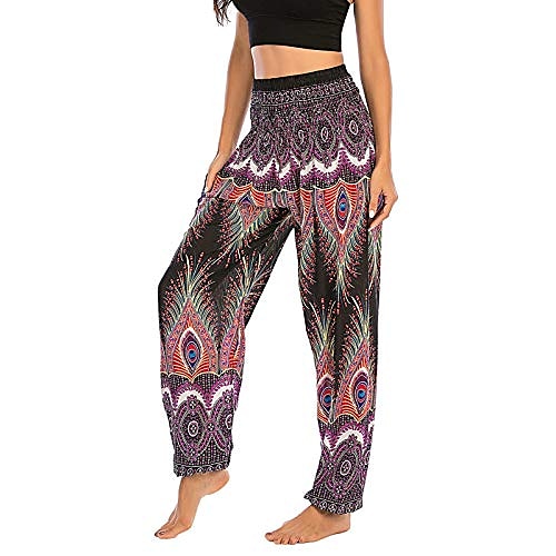 

women's boho harem pants hippie aladdin clothing casual loose yoga outfits high waisted summer casual beach pants black