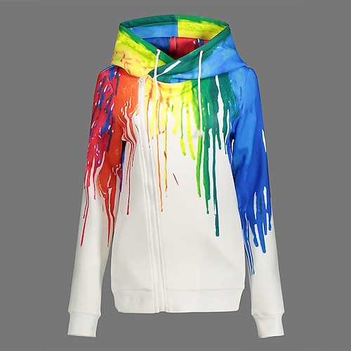 

Women's Casual Jacket Hoodie Jacket Warm Breathable Outdoor Daily Wear Vacation Going out Zipper Print Zipper Hoodie Active Sports Comfortable Street Style Color Gradient Regular Fit Outerwear Long