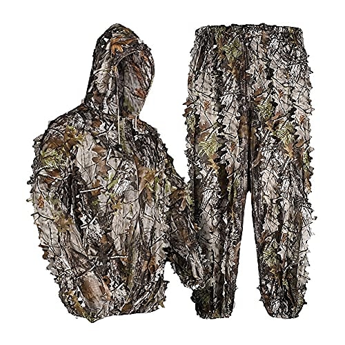 

3d bionic maple leaf hunting ghillie suit camouflage sniper clothing (xl/xxl fit tall 5.9-6.2ft, 3d leaf suit)