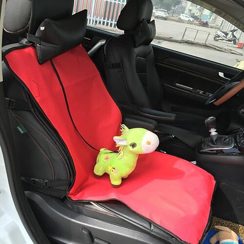 

Dog Cat Car Seat Cover Foldable Solid Colored Oxford Cloth Red Black
