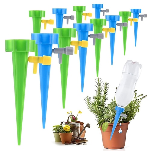 

6 PCS Automatic Drip Irrigation Tool Spikes Adjustable Water Self-Watering Device Watering Spike System Self Drip Irrigation Device Kits Garden Houshold Bottle Valve for Plants Flower
